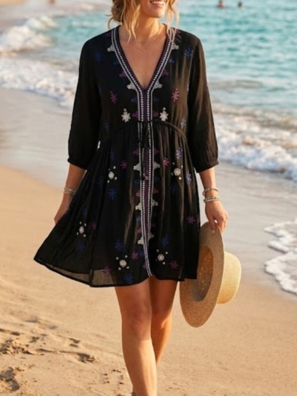 Free People "Star Gazer" black tunic dress